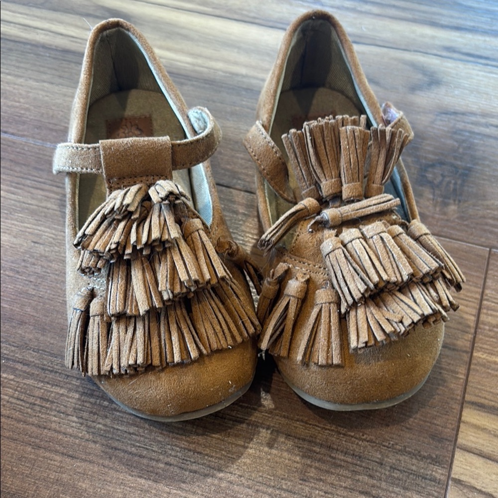 Brown Joyfolie Fringe Kids Shoes